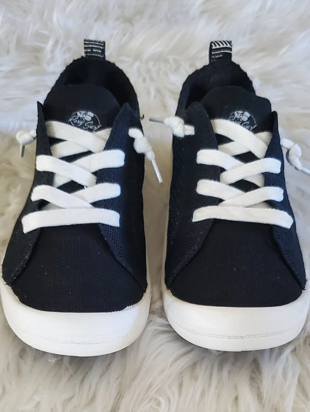 Roxy Bayshore III Black Knit Sneakers | Memory Foam Lace-Up Casual Shoes Size 10